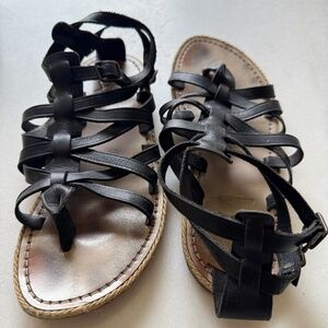 Christian Louboutin/ Black Leather Espadrilles / Size 39